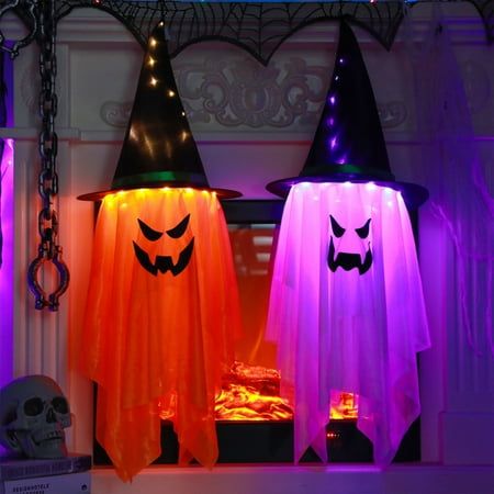 Halloween Decorations Outdoor Lights - LED Witch Hat Halloween String Lights DIY Pendant Horror Lamp, Indoor String Light For Halloween Party Home Garden Feature: Material:Polyester Color:Orange Product size: 105cm/41.34in Packing size:19x19x4cm/7.48x7.48x1.57in Gross weight: 134g/0.29lb Power supply: Electronic power supply (already equipped) Description: [Package Included]: You will receive a glowing halloween hanging decorations, the decorative banner will immediately catch the attention of y Diy Pendant Lamp, Halloween Party Bar, Halloween Hanging Decorations, Halloween Lamps, Halloween String Lights, Hanging Witch, Diy String Lights, Halloween Fest, Hanging Ghosts