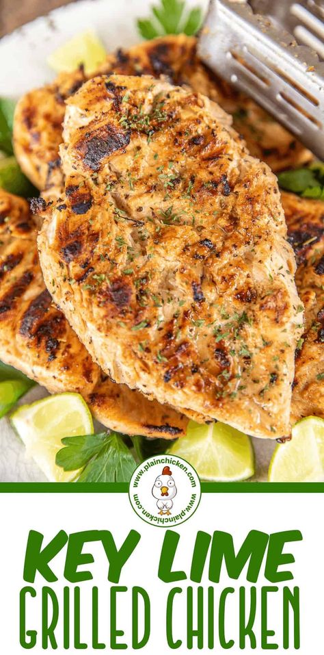 Easy Grilled Chicken Breast Recipes, Best Grilled Chicken Breast, Key Lime Chicken, Easy Grilled Chicken Breast, Bacon Wrapped Asparagus Recipes, Plain Chicken Recipe, Lime Grilled Chicken, Lime Chicken Breast, Lime Marinade For Chicken