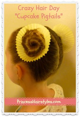 crazy hair day "cupcake pigtails" Kids School Hairstyles, Cupcake Hair, Toddler Girl Haircut, Kid Hairstyles, Easy Hairdos, Candy Hair, Wacky Hair Days, Hair Chalk