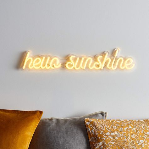 Led Sign Wall, Hello Word, Neon Lights Bedroom, Sunshine Homes, Neon Wall Signs, Neon Words, Neon Flex, Childrens Bedroom, Neon Wall