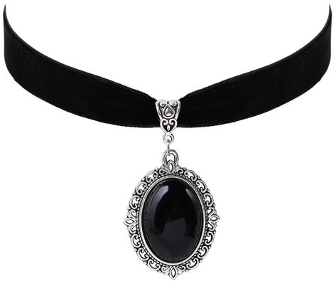 PRICES MAY VARY. GOTHIC BLACK VICTORIAN CHOKER NECKLACE: The Victorian Choker Necklace with Soft Velvet Design Is Nice And Unique, Goes Well With Any Other Accessories, Show Your Personality Every Moment MATERIALS: Meticulously crafted from high-quality zinc alloy SIZE & LENGTH: The Pendant measures 1.2 inches in width, 1.57 inches in height. The chain is 12.6 inches, extender chain 3 inches. PERFECT GOTHIC JEWELRY GIFT: Perfect Gifts on birthday, party, Halloween,New Year, Valentine's Day, Moth Goth Accessories Jewellery, Cameo Choker Necklace, Red Choker Necklace, Victorian Choker Necklace, Victorian Choker, Christmas Jewelry Gift, Elegant Choker, Goth Choker, Lace Choker Necklace