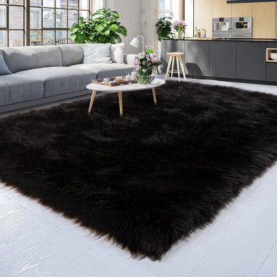 Fuzzy Black Rug, Area Rugs Black, Black Fluffy Rug, Black Rugs Bedroom, Black Fuzzy Rug, Black Rug In Living Room, Black Area Rug In Living Room, Black Rugs, Black Rug Living Room