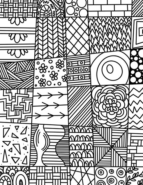 Coloring Page ready for download. Zentangle Starter Pages, Doodle Art Drawing Coloring Pages, Background Drawing Ideas Patterns, Color Therapy Coloring Pages, Pattern Examples, Pumpkin Doodle, Line Art Lesson, Doodling Tutorial, Zen Doodle Patterns