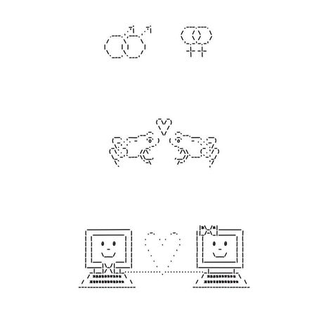 four tattoos in ascii art style. interlocking male gender symbols. interlocking female gender symbols. two frogs with a heart in the middle. two computers with a heart in the middle. Ascii Art Simple, Ascii Art Tattoo, Ascii Art Cute, Ascii Tattoo, Computer Symbols, Male Gender Symbol, Gender Symbols, Male Gender, Ascii Art