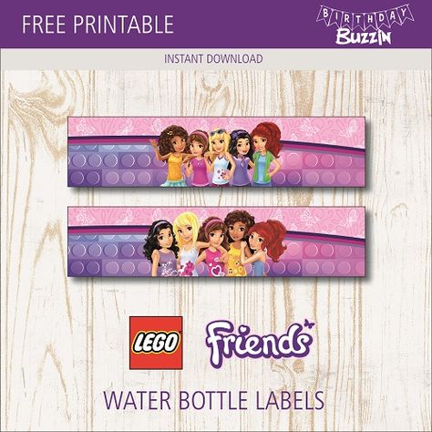 Free printable Lego Friends Water bottle labels Lego Girls Birthday Party, Birthday Box Ideas, Girls Lego Party, Lego Friends Birthday Party, Birthday Surprise Kids, Lego Friends Birthday, Lego Friends Party, Printable Lego, Niece Birthday Wishes