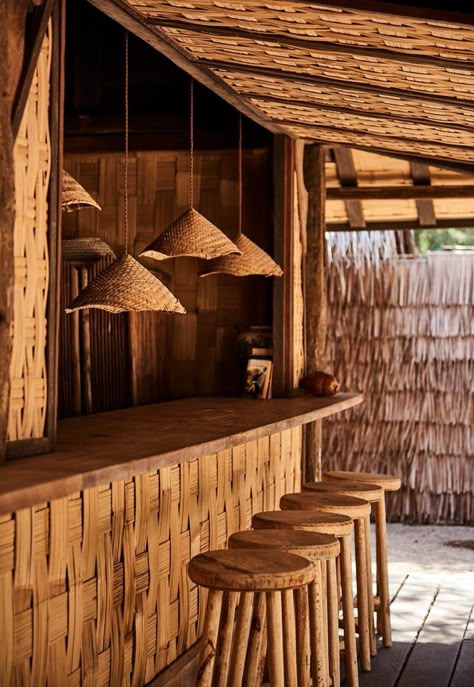 Cabana Restaurant, Bamboo Interior, Bamboo Restaurant, Bamboo Hut, Gili Meno, Bamboo House Design, Outdoor Restaurant Design, Bamboo Bar, Bamboo Architecture