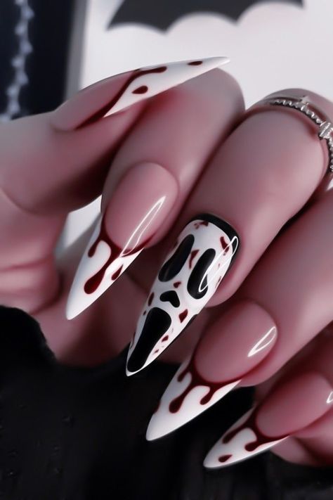 Halloween Nail Ideas, Horror Nails, Holloween Nails, Witchy Nails, Halloween Acrylic Nails, Gothic Nails, Goth Nails, Grunge Nails, Halloween Nail Designs