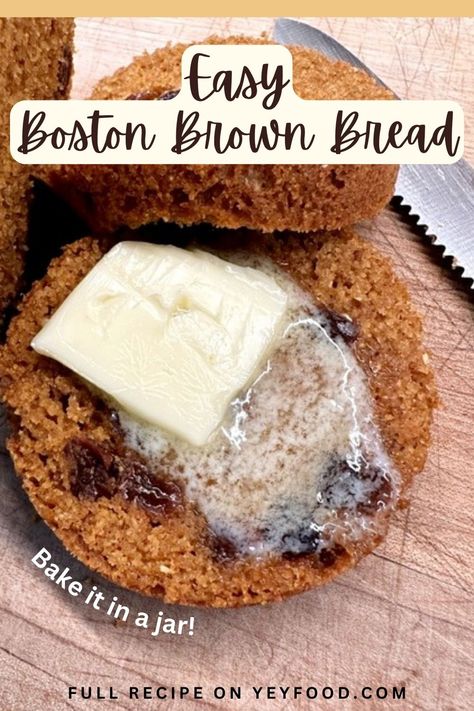 Steamed Brown Bread, Boston Brown Bread Recipes Easy, Boston Brown Bread In A Can, Canned Bread Recipes, Brown Bread Recipes Easy, Brown Bread Recipes, Boston Brown Bread Recipe, Can Bread, Bread In A Jar