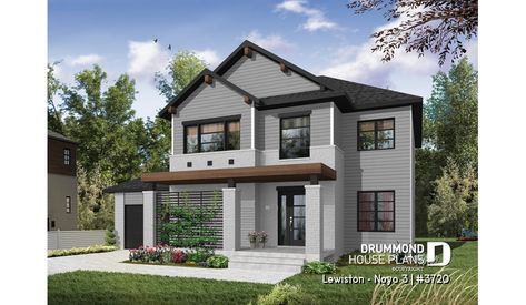 Color version 5 - Front of house plan 3720 Hygge House, Drummond House Plans, Ideal House, Farmhouse Style House Plans, Craftsman Style House Plans, Craftsman House Plan, Storey Homes, Contemporary House Plans, Contemporary Farmhouse