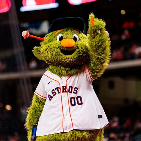 Orbit appreciation post. 💚 Orbit Astros Mascot, Houston Astros Orbit, Baseball Astros, April Goals, Orbit Astros, Post Houston, Astros Team, Houston Astros Baseball, Astros Baseball