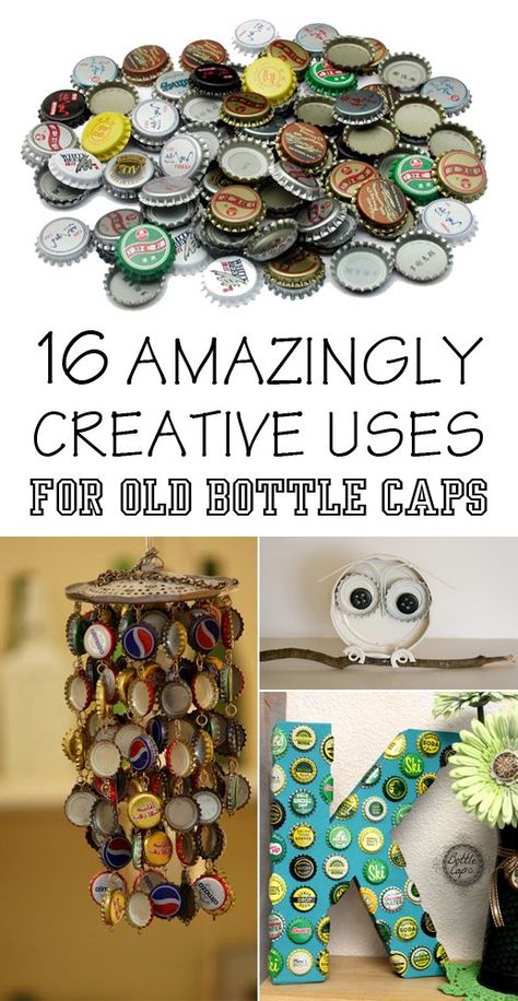 16 Amazingly Creative Uses For Old Bottle Caps - Save your bottle caps, and put them to some good DIY use. Ideas For Bottle Caps, Bottle Cap Ideas, Beer Cap Projects, Bottlecap Crafts, Beer Bottle Cap Crafts, Beer Crafts, Beer Bottle Crafts, Diy Bottle Cap Crafts, Bottle Top Crafts