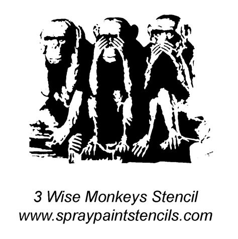 3-wise-monkeys-image.gif 1,150×1,156 pixels 3 Wise Monkey Tattoo Ideas, Monkey With Cymbals Tattoo, Monkey See Monkey Do Tattoo, Three Wise Monkeys Art, Monkey Stencil Art, Wise Monkeys, Paint Effects, Literature, Poetry