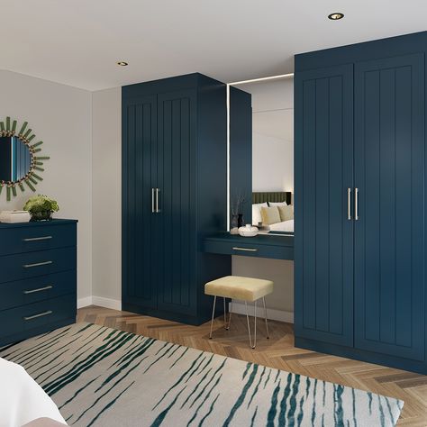 Bedrooms & Dressing Rooms - Spacemaker American Style Bedroom, Blue Bedroom Walls, Best Bedroom Designs, Bedroom Built In Wardrobe, Wooden Living Room, Closet Design Layout, Modern Cupboard Design, Luxury Room Bedroom, Dressing Rooms