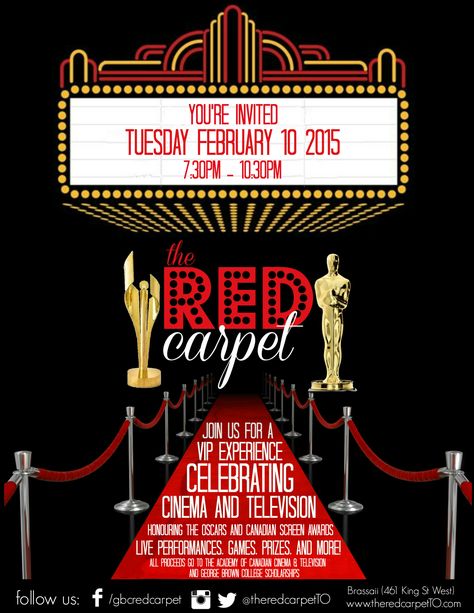 Red Carpet Design Poster, Hollywood Theme Poster, Red Carpet Mood Board, Hollywood Poster Ideas, Hollywood Invitations Template, Red Carpet Gala Theme, Hollywood Yearbook Theme, Hollywood Theme Invitations, Award Show Design