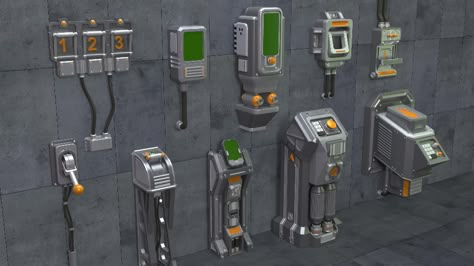 ArtStation - SCI-FI Switches - 10 pieces Industrial Sci Fi, Scifi Lab, Futuristic Lab, Cyberpunk Room, Sci Fi Ship, Sci Fi Wall, Sci Fi Building, Sci Fi Games, Sci Fi Props