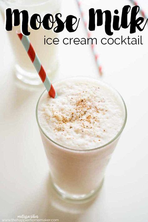 Spiked Ice Cream Cocktail-known in Canada as Moose Milk-try this amazing drink once and you will see what all the hype is about! Ice cream, kahlua, rum and vodka combine with milk for a cocktail you won't forget! Moose Milk Recipe, Alcoholic Ice Cream Drinks, Moose Milk, Alcoholic Ice Cream, Ice Cream Cocktail, Ice Cream Cocktails, Ice Cream Drinks, Coffee Liqueur, Milk Ice Cream