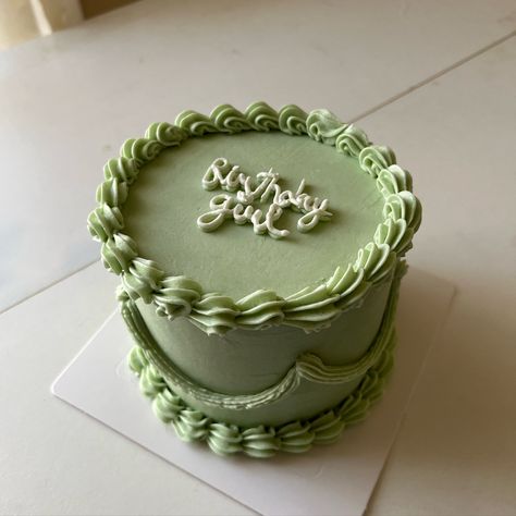 Birthday Girl Very mindful, very demure, very cutesy 😍 Cake details: 3 layer 4 inch #yyccakes #cakes #explorepage #calgarycakes Light Green Birthday Cake, Simple Green Cake, 4 Inch Cake, Green Birthday Cake, Green Birthday Cakes, White Birthday Cakes, Green Birthday, Green Cake, Green Girl