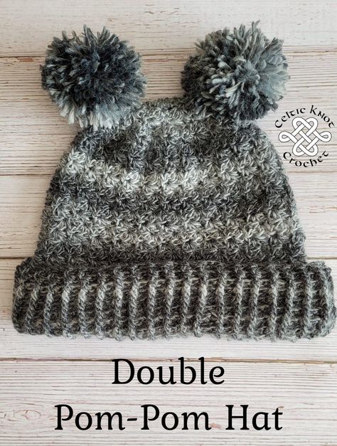 Crochet Hat - Celtic Knot Crochet Pompom Crochet, Celtic Knot Crochet, Messy Bun Hat Pattern, Crochet Hot Pads, Easy Crochet Hat, Back Post Double Crochet, Hat Patterns Free, Front Post Double Crochet, Crochet Hats Free Pattern