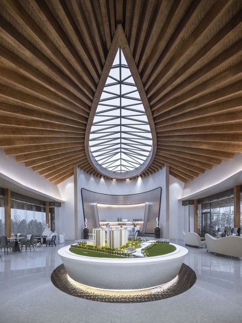 Gallery of Tianjing Zarsion Exhibition Center / Ruf Architects - 18 Skylight Architecture, Tianjin China, Museum Studies, Arch Architecture, Architecture Design Drawing, Wooden Posts, Steel Beams, Cultural Architecture, Poster Background Design