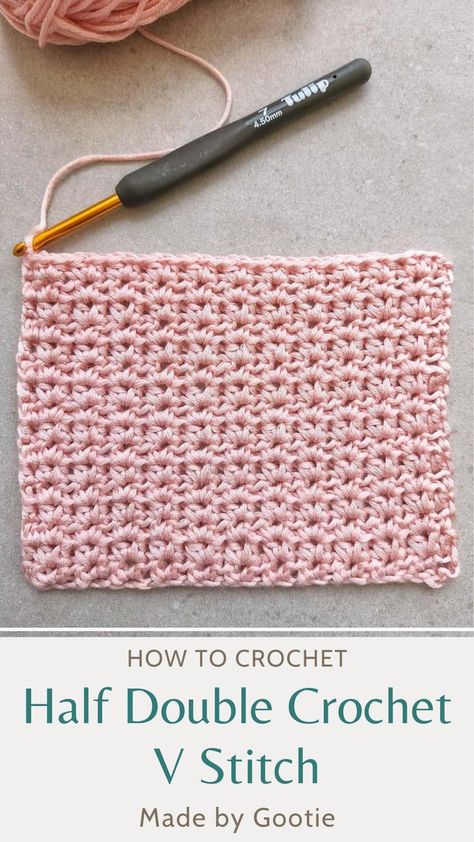 The half double crochet V stitch is an easy stitch with a beautiful texture. This reversible crochet stitch has an airy texture, but it's not too lacey and is perfect for so many different crochet projects! #hdcvstitch #crochetvstitch #howtocrochetthevstitch #halfdoublecrochetvstitch #minivstitch Half Double Crochet Variations, C2c Half Double Crochet Pattern, Half Double Crochet Blanket, Crochet V Stitch, Crocheting Tips, Lap Blankets, V Stitch Crochet, Baked Donut, Fashion Quiz