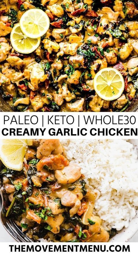 Paleo Zucchini Bread, Creamy Garlic Chicken Recipes, Paleo Food List, Paleo Diet For Beginners, Paleo Banana Bread, Cream Chicken, Paleo Chicken Recipes, Creamy Garlic Chicken, Low Carb Meal