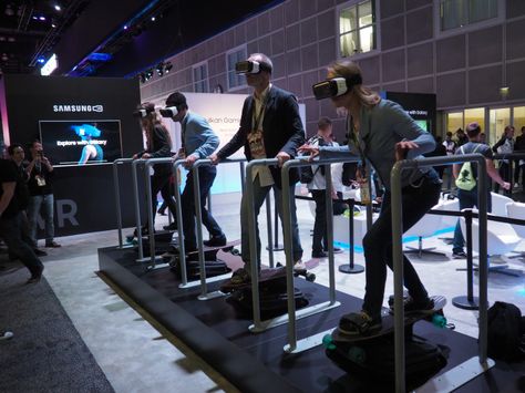 VR skateboarding at E3—I’ve been skateboarding for longer than I care mention, and I still had to hold onto the damn railings. I’m going to blame it on the screwy sense of; Details> Vr Room, Fear Of Falling, Play 4, Award Ideas, Interactive Walls, Interactive Experience, Video Game Room Design, Planetary Science, Vr Experience