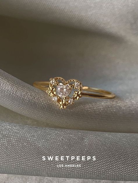 Folklore Heart Ring – SP Inc. خواتم خطوبة, Cute Promise Rings, Pretty Engagement Rings, Cute Engagement Rings, Future Engagement Rings, Jewelry Accessories Ideas, Ringe Gold, Dope Jewelry, Dream Engagement Rings