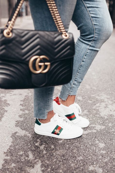 How to Clean Gucci Sneakers (or any shoes) - Two Peas in a Prada Gucci Shoes Outfit, Gucci Sneakers Outfit, Tenis Gucci, Gucci Ace Sneakers, Trainers Outfit, Jason Markk, Prada Sneakers, Gucci Outfits, Gucci Sneakers