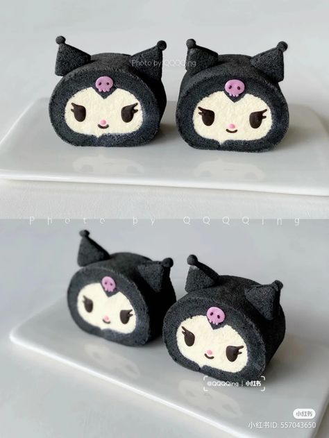 Kuromi Dessert, Sanrio Desserts, Hello Kitty Lego, Sanrio Food, Kawaii Cookies, Hello Kitty Birthday Cake, Kitty Cafe, Kawaii Cooking, Cute Baking