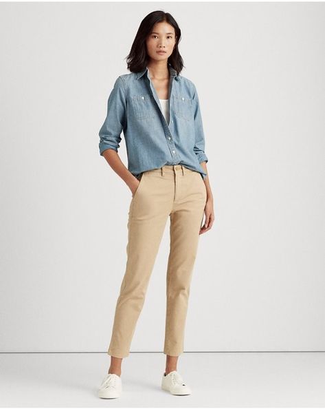 Chinos Women Outfit, Khaki Pants Outfit, Beige Hose, Tan Chinos, Beige Chinos, Beige Jeans, Womens Chinos, Beige Outfit, Beige Pants