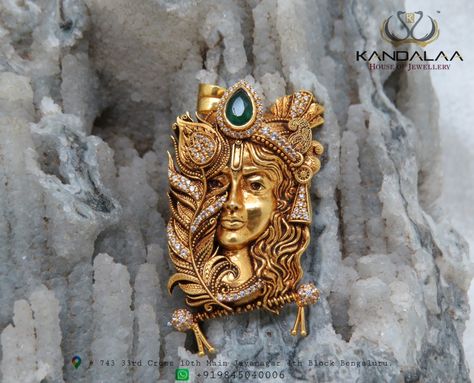 Lord Krishna Jewellery, Radha Krishna Pendant Gold For Women, Krishna Gold Ring, Krishna Pendent Gold, Krishna Ring Design, Antique Gold Pendant Designs, Krishna Pendant Gold, Gold Pendant Jewelry Indian, Krishna Jewellery