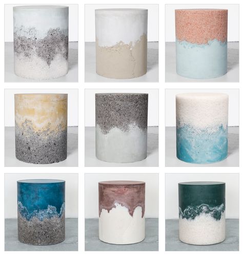 resin & cement drums by AM|MA Studio NYC Cement Diy, Concrete Diy Projects, Cement Art, Concrete Candle, Concrete Furniture, Keramik Design, Concrete Pots, Concrete Crafts, Concrete Projects