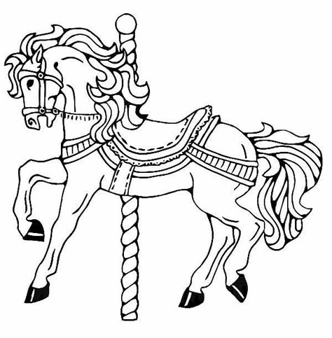 Carousel Horse Tattoos, Carousel Tattoo, Horse Outline, Victorian Horse, Horse Sweater, Carousel Animals, Embroidered Horse, Pictures To Color, Horse Coloring Pages