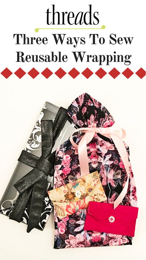 Fabric Wrapping Paper How To Make, Reusable Fabric Gift Wrap, Reusable Wrapping, Fabric Gift Wrapping, Make Your Own Fabric, Pretty Gift Wrapping Ideas, Fabric Wrapping Paper, Sustainable Holiday, Loom Knitting Tutorial