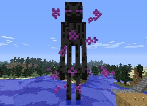 Enderman Statue Minecraft, Minecraft Enderman Build, Block Craft 3d, Minecraft Enderman, Minecraft Idea, Minecraft Map, Minecraft Decorations, 3d Image, Block Craft