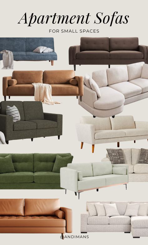 14 Must Have Find Apartment Sofas for small spaces Small Living Room Sofa Ideas, Apartment Sofas, Choosing Paint Colours, Sofas For Small Spaces, Velvet Loveseat, Apartment Sofa, Couch Set, Brown Sofa, Small Sofa