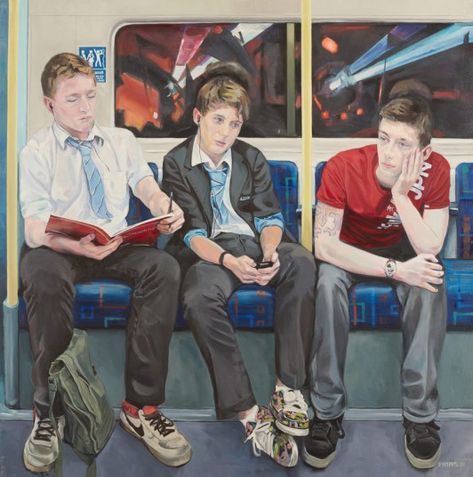 Fit Portfolio, Paintings Of People, People Reading, Portfolio Ideas, People Watching, Painting People, Gcse Art, Working People, London Underground