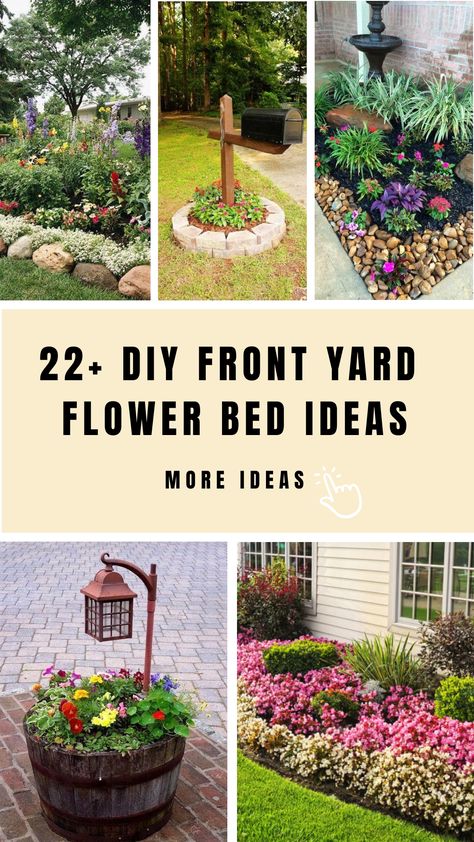 Yard Flower Bed Ideas, Front Yard Flower Bed Ideas, Front Yard Flower Bed, Diy Front Yard, Mailbox Landscaping, Wheelbarrow Planter, Front Flower Beds, Pebble Garden, Flower Bed Designs