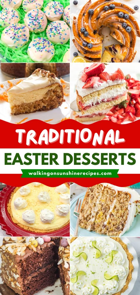 Looking for more Easter dessert recipes? These traditional Easter dessert ideas have got you covered! There are lots of Easter sweets in this roundup, including, pies, cakes, cheesecakes, cupcakes, and more! Easter Day Desserts, Easter Desserts For Church, Dessert Ideas For Easter, Easter Lunch Dessert, Easter Sunday Dessert Ideas, Homemade Easter Desserts, Easter Sheet Pan Dessert, Pies For Easter Desserts, Dessert Easter Recipes