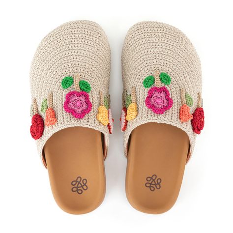 Bolinas Crochet Clogs | Comfortable Crochet Clog Shoes, Women's Clog – The Sak Recycled Crochet, Backless Design, The Sak, Clogs Shoes, Design Set, Leather Slip Ons, Hand Crochet, Smooth Leather, Clogs