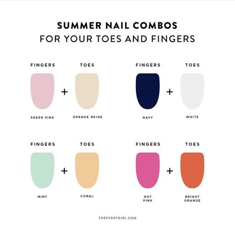 Mani Pedi Color Combos, Nails August, Nail Polish Combinations, Nail Color Combinations, Spring Pedicure, Nail Color Combos, Summer Nail Polish, Pedicure Colors, Toe Nail Color