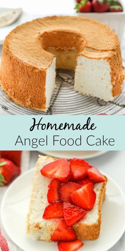 Homemade Angel Food Cake, Angel Food Cake Desserts, Only Angel, Homemade Cake, Homemade Cake Recipes, Homemade Whipped Cream, Angel Food Cake, Food Cake, Angel Food