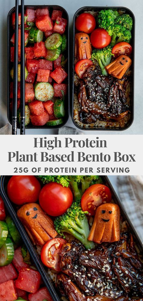 Learn how to pack a balanced and nutritious high protein plant based bento box loaded with 25 grams of protein. Prep ahead for fun and tasty lunches for the week. High Protein Vegan Meal Prep For The Week, Plant Based Bento Box Ideas, Bento Box Vegan, High Protein Vegetarian Meal Plan, Vegetarian Snack Box Ideas, High Protein Lunch Box Ideas, Meal Prep Lunch Vegetarian, Vegetarian Bento Box Ideas, Vegan High Protein Snacks