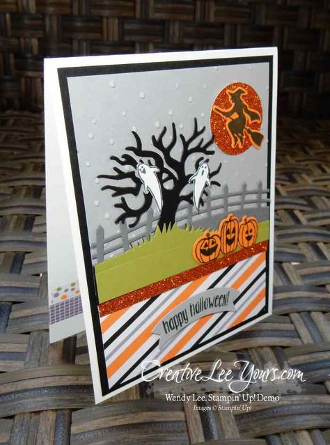 Halloween Scenes by Belinda Rodgers, Stampin Up, halloween scenes edgelits, spooky fun stamp set, #creativeleeyours, Diemonds team swap, hand made halloween card Halloween Scenes, Spooky Tree, Carte Halloween, Halloween Cards Handmade, Halloween Scene, Halloween Card, Tree Cards, Up Halloween, Halloween Paper