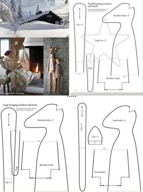 Tilda Reindeer Pattern, Deer Sewing Pattern, Tilda Patterns, Reindeer Pattern, Reindeer Craft, Soft Toy Patterns, Animal Sewing Patterns, Deer Pattern, Fabric Toys