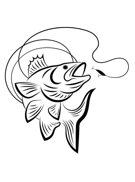 Bass Fish - Lol Coloring Pages Bass Fish Outline, Fish Outline, Wood Burning Patterns Stencil, Wood Burning Stencils, Fish Clipart, Bass Fish, Fishing Pictures, Silhouette Clip Art, Wood Burning Crafts