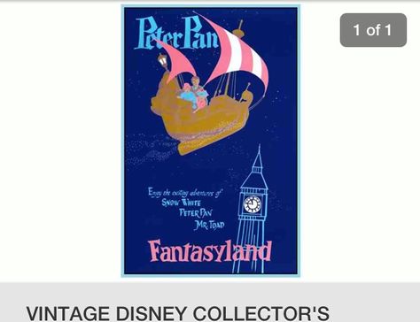 Peter pans flight poster Vintage Disney Posters, Disney Amor, Disneyland Vintage, Disney Poster, Disney Parque, Disneyland Attractions, Disneyland Rides, Disney Attractions, Retro Disney