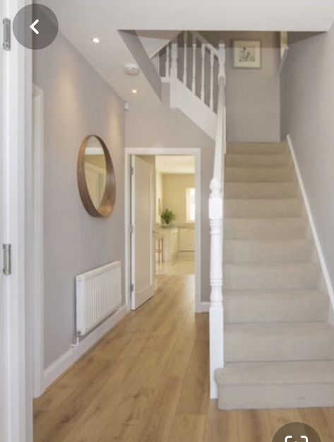 Hall Stairs And Landing Painting Ideas, Hallway Stairs And Landing Decor Ideas, Landing Colour Ideas, Staircase Hallway Decor, Grey Hallway Ideas Stairways, Hall Stairs And Landing Ideas, Grey And White Hallway Ideas, Hall Stairs And Landing Decor, Stairs And Landing Decor