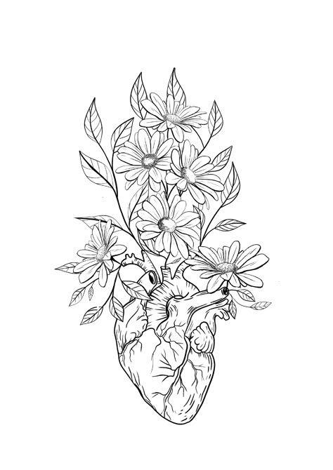 Lungs Drawing, Tattoo Art Drawings Sketches, Human Heart Tattoo, Realistic Flower Drawing, Anatomical Heart Art, Anatomical Heart Tattoo, Fantasy Tattoos, Large Tattoos, Heart Drawing