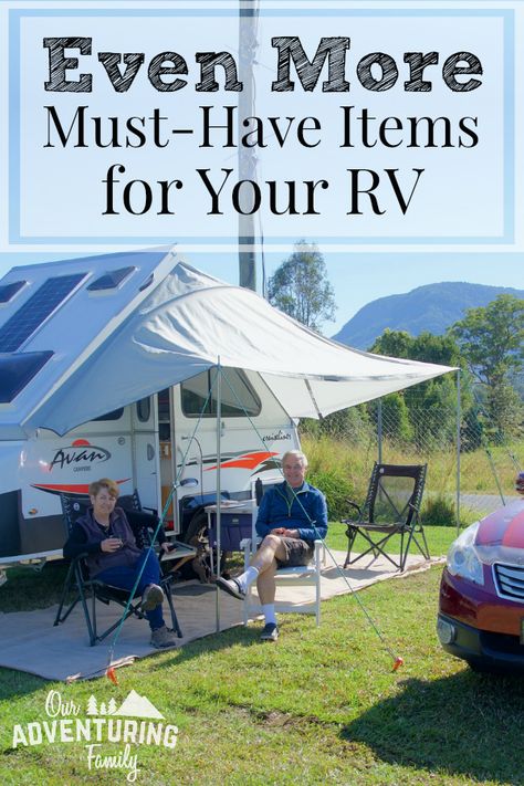 Have a new RV or trailer? Check this list of must-have items for your RV to make sure your ready for your first road trip or camping trip. Read more at ouradventuringfamily.com. #ouradventuringfamily #rv Rv Remodeling, Rv Traveling, Motorhome Interior, Camping Products, Rv Camping Tips, Camping Must Haves, Rv Road Trip, Travel Hack, Van Conversions